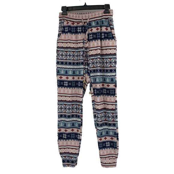 Women’s Eye Candy size medium fleece jogger pants Nordic print 1837 snowflake - Picture 8 of 8